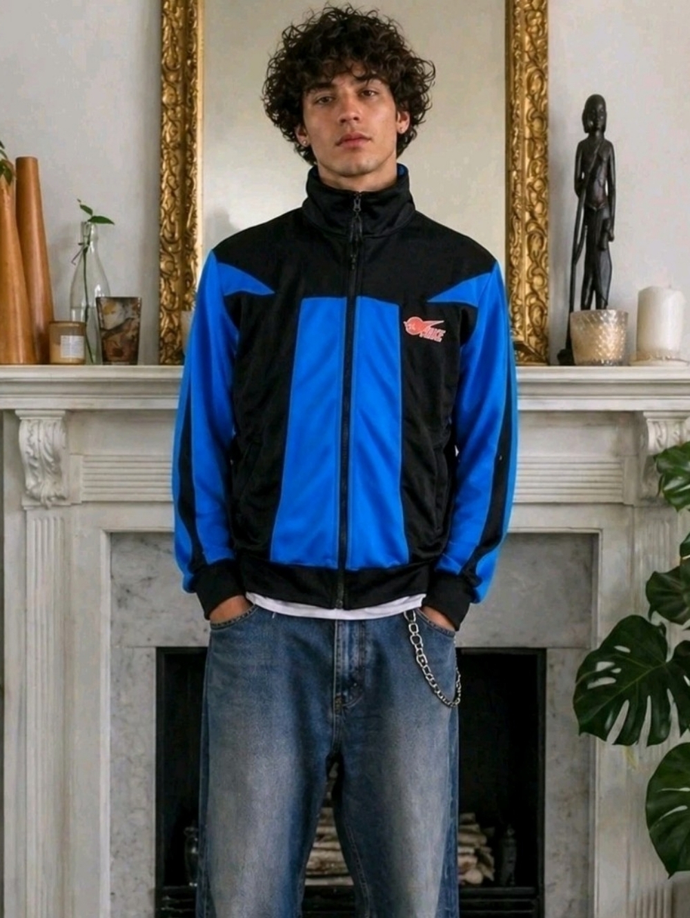 Pink Dolphin Rare The Block Blue Black Track Jacket Size Large Athleisure